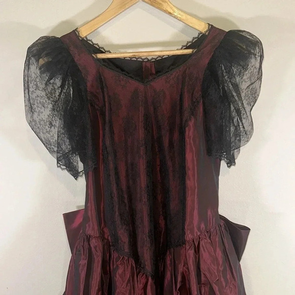 Vintage Handmade Dress Women Taffeta Tea Length Southern Belle Cosplay - Picture 4 of 8